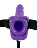 Fetish Fantasy 7 Vibrating Hollow Strap On W-balls Purple " - iVenuss
