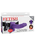 Fetish Fantasy 7 Vibrating Hollow Strap On W-balls Purple " - iVenuss