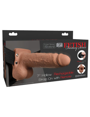 Fetish Fantasy 7 In Hollow Rechargeable Strap-on Remote Tan - iVenuss