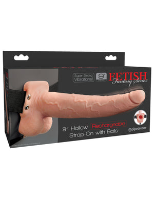 Fetish Fantasy 9 In Hollow Rechargeable Strap-on W- Balls - iVenuss