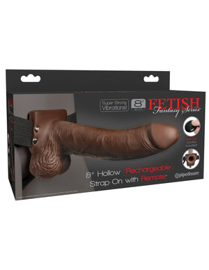 Fetish Fantasy 8 In Hollow Rechargeable Strap-on Remote Brown - iVenuss