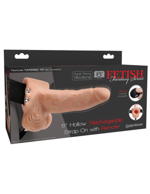 Fetish Fantasy 6 In Hollow Rechargeable Strap-on Remote Flesh - iVenuss