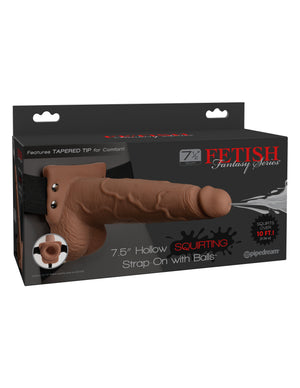 Fetish Fantasy 7.5 In Hollow Squirting Strap-on W- Balls Tan - iVenuss