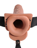 Fetish Fantasy 7.5 In Hollow Squirting Strap-on W- Balls Tan - iVenuss