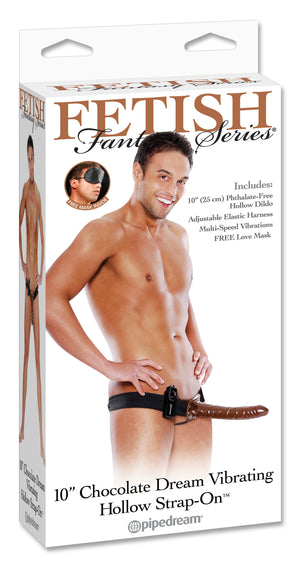 Fetish Fantasy 10in Chocolate Dream Vibrating Hollow Strap On - iVenuss
