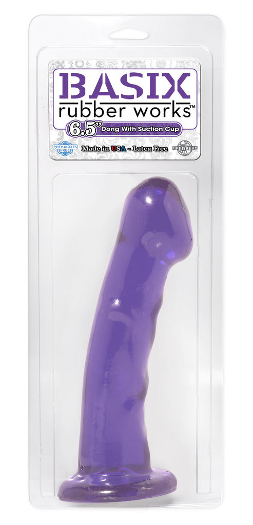 Basix Rubber Works Purple 6.5in Dong W-suction Cup - iVenuss