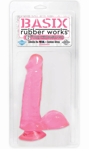 Basix Rubber Works 6in Dong W-suction Cup Pink - iVenuss