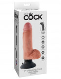 King Cock 7in Cock W-balls Flesh Vibrating - iVenuss