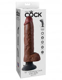 King Cock 10in Cock W-balls Brown Vibrating - iVenuss