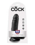 King Cock 7in Cock W-balls Black - iVenuss