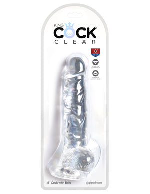 King Cock Clear 8 In Cock W- Balls - iVenuss