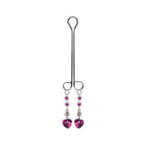 Bijoux De Cli Double Loop W- Heart Charm & Fuchsia Beads