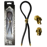 C-ring Lasso Gold Skull Bead Leather Strap Black - iVenuss