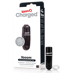 Screaming O Charged Vooom Rechargeable Bullet Vibe Black - iVenuss