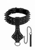 Ouch! Skulls & Bones Neck Chain W- Spikes And Leash Black - iVenuss