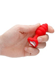 Regular Ribbed Diamond Heart Plug Red