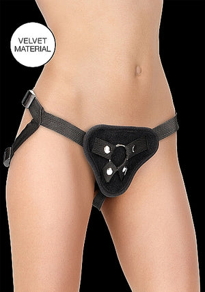 Velvet & Velcro Harness W- O-ring Adjustable Black