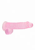 Realrock 6in Realistic Dildo W- Balls Clear Pink