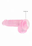 Realrock 6in Realistic Dildo W- Balls Clear Pink