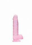 Realrock 6in Realistic Dildo W- Balls Clear Pink