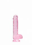 Realrock 6in Realistic Dildo W- Balls Clear Pink
