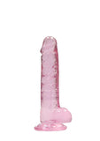 Realrock 7in Realistic Dildo W- Balls Clear Pink