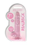 Realrock 7in Realistic Dildo W- Balls Clear Pink