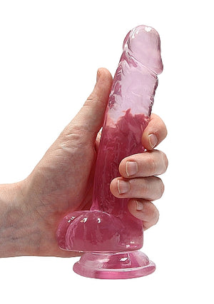 Realrock 7in Realistic Dildo W- Balls Clear Pink