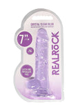 Realrock 7in Realistic Dildo W- Balls Clear Purple