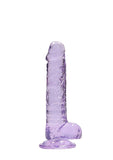 Realrock 7in Realistic Dildo W- Balls Clear Purple