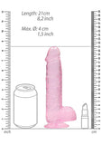 Realrock 8in Realistic Dildo W- Balls Clear Pink