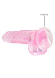 Realrock 8in Realistic Dildo W- Balls Clear Pink