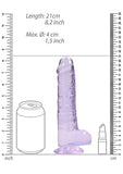 Realrock 8in Realistic Dildo W- Balls Clear Purple