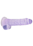 Realrock 8in Realistic Dildo W- Balls Clear Purple