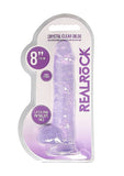 Realrock 8in Realistic Dildo W- Balls Clear Purple