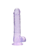 Realrock 8in Realistic Dildo W- Balls Clear Purple