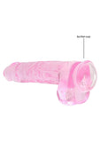 Realrock 9in Realistic Dildo W- Balls Clear Pink