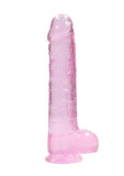 Realrock 9in Realistic Dildo W- Balls Clear Pink