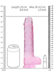Realrock 9in Realistic Dildo W- Balls Clear Pink