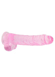 Realrock 9in Realistic Dildo W- Balls Clear Pink