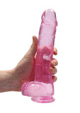 Realrock 9in Realistic Dildo W- Balls Clear Pink