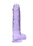 Realrock 9in Realistic Dildo W- Balls Clear Purple