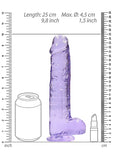 Realrock 9in Realistic Dildo W- Balls Clear Purple