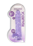 Realrock 9in Realistic Dildo W- Balls Clear Purple