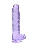 Realrock 9in Realistic Dildo W- Balls Clear Purple