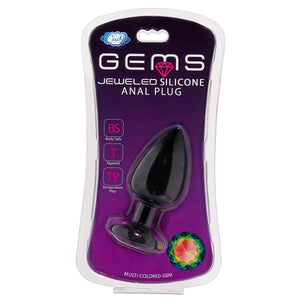 Cloud 9 Gems Black Silicone Anal Plug Large - iVenuss