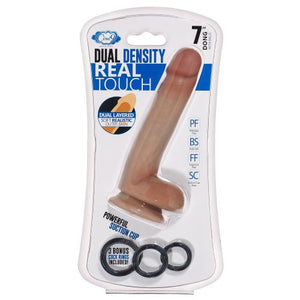 Cloud 9 Dual Density Dildo Touch 7in W- Balls Tan- Mocha - iVenuss
