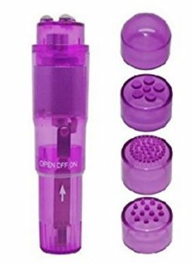 (bulk) Cloud 9 Novelties Mini Massager Pocket Rocket Purple W- 4 Attachments - iVenuss