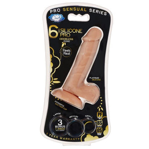 Pro Sensual Premium Silicone Dong W- 3 C Rings Tan 6 " - iVenuss