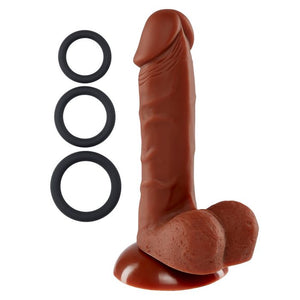 Pro Sensual Premium Silicone Dong W- 3 C Rings Brown 6 " - iVenuss